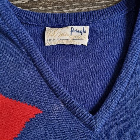 Vintage 90s Pringle Of Scotland Sport Blue V Neck Depop