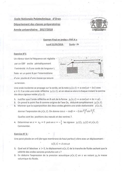 Solution Examen Corrig Ondes Physique Studypool