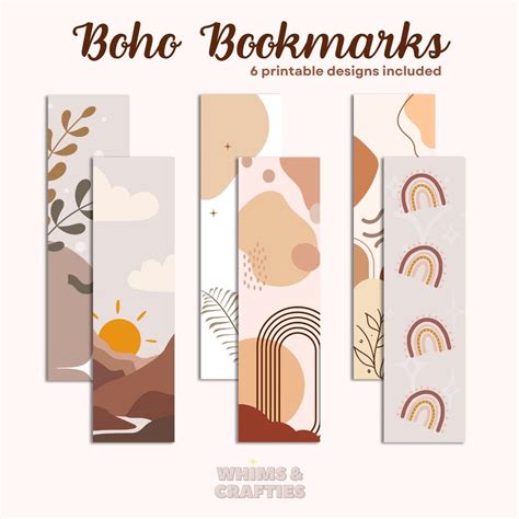 Printable Boho Bookmarks Aesthetic Bookmarks Bookmark Set Modern