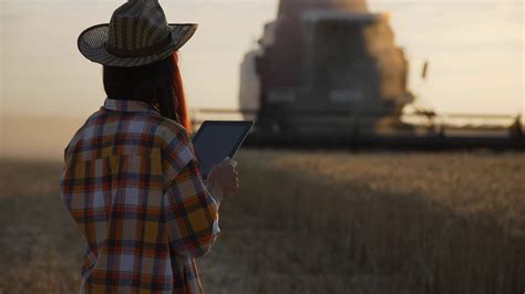 Farmer Worker Woman In Straw Hat With Tablet Stock Footage SBV ...