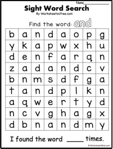 Sight Words Worksheets4Free