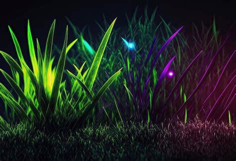 Premium Photo Fantasy Grass Neon Colors Generative Aix9