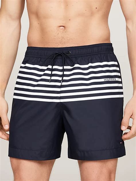 Print Drawstring Mid Length Swim Shorts Blue Tommy Hilfiger