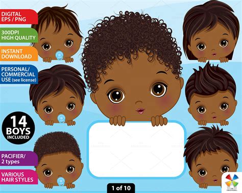 African American Baby Boy Clipart