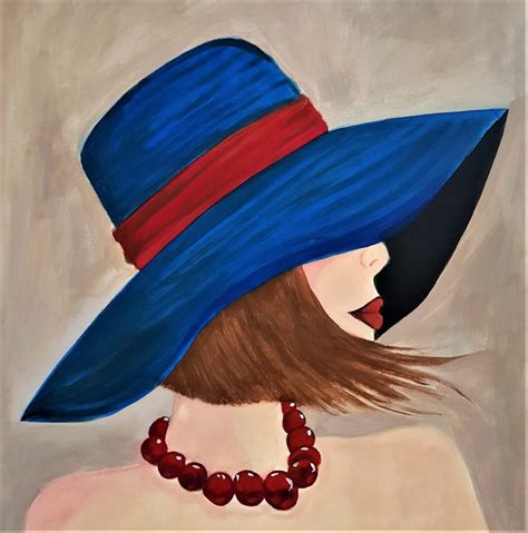 Femme Avec Chapeau Bleu Peinture Par Willemijn Mensens Artmajeur