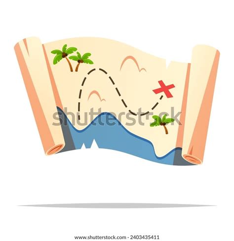 Cartoon Treasure Map Vector Isolated Illustration Stock Vector (Royalty ...