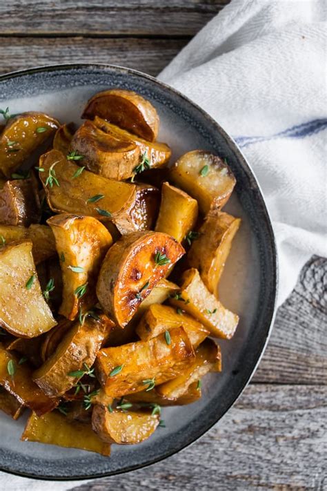 Roasted White Sweet Potatoes With A Honey Cinnamon Glaze