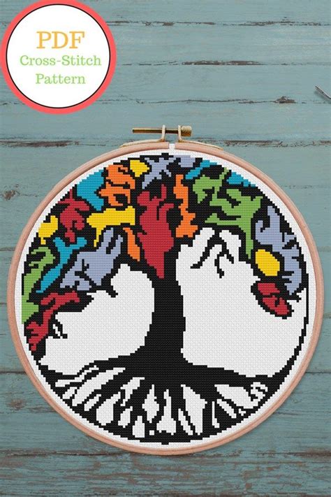 Tree Of Life Modern Cross Stitch Pattern Bordados En Punto Cruz