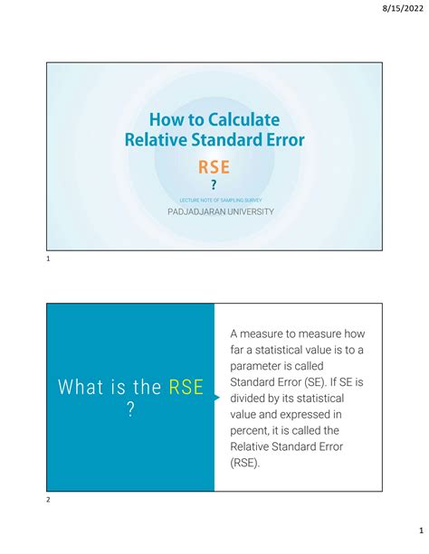 SOLUTION How To Calculate The Relative Standard Error Rse Studypool