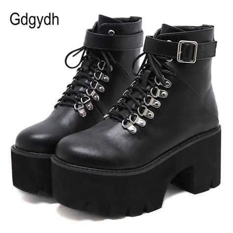 Gdgydh Botas Con Plataforma De Tacón Grueso Para Mujer Botas Góticas