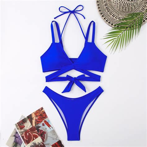 Cethrio Swimsuit Women Bikini Sexy Summer Beach Blue Swimsuits Sets