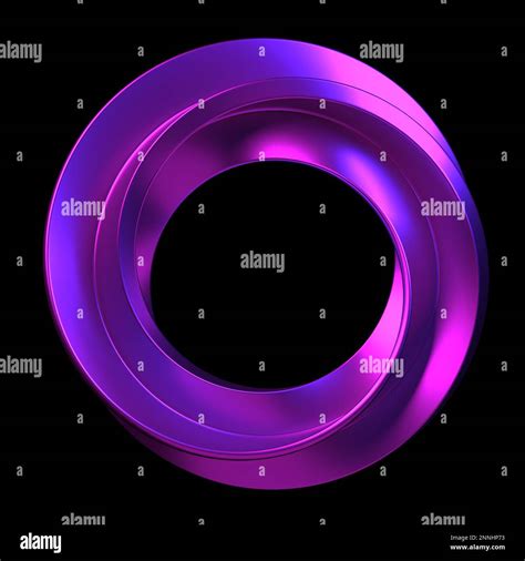 Round Mobius Strip Logo With Cyberpunk Style Isolated On Black