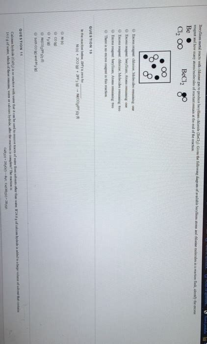 Solved Beryllium metal reacts with chlorme as to produce | Chegg.com