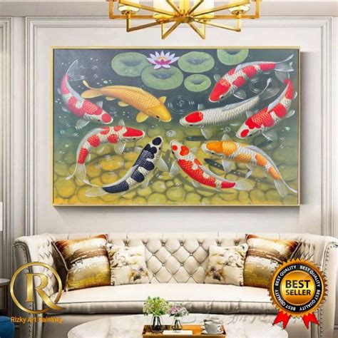 Jual Lukisan Kanvas Ikan Koi 80x120 Plus Bingkai Shopee Indonesia