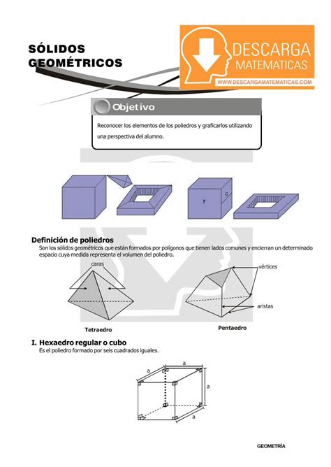 PDF SÓLIDOS GEOMÉTRICOS descargamatematicas Son los sólidos