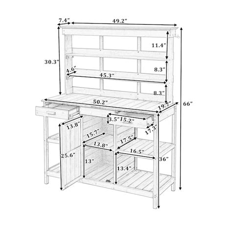 Clihome 66 In Large Outdoor Farmhouse Wooden Potting Bench Table