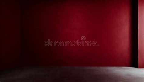 Dark Red Wall In An Empty Room With A Concrete Floor On Digital Art