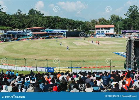 Nepali Cricket Fans Watching Match In Tu Ground Editorial Stock Image