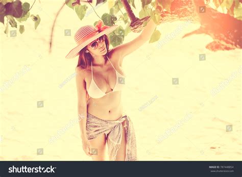 Attractive Asian Woman White Bikini Wearing Stock Photo 787448854 Shutterstock