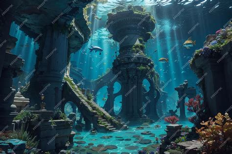 Premium AI Image | Underwater Atlantis Gala Ancient Ruins Mythical ...