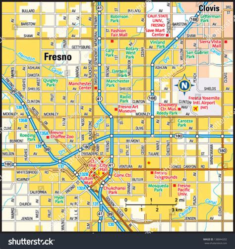 Fresno California Area Map Stock Vector 138844202 - Shutterstock