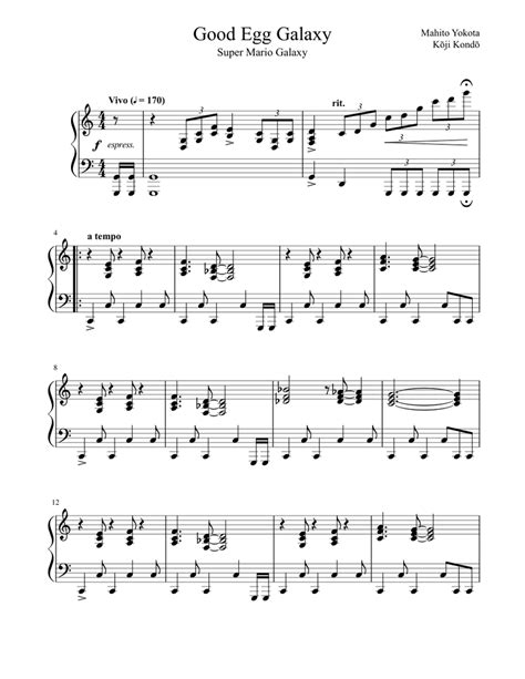 Smg Good Egg Galaxy Sheet Music For Piano Download Free In Pdf Or