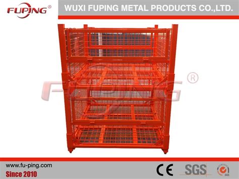 China Metal Bin Storage Wire Mesh Pallet Crate Foldable Stackable Steel Storage Cage Pallet