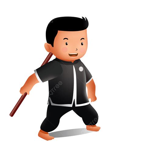 Berlatih Tongkat Bela Diri Silat Kungfu Png Transparent Clipart