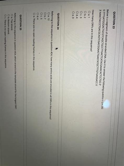 Solved QUESTION 23 Below is a segment of double-stranded | Chegg.com 