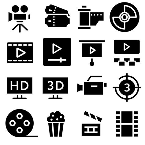 Cinema Vector Icon Set Movie Illustration Symbol Collection Film Sign