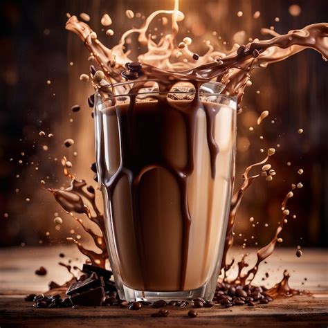 Premium Ai Image A Chocolate Milk Shake Splash In Glass