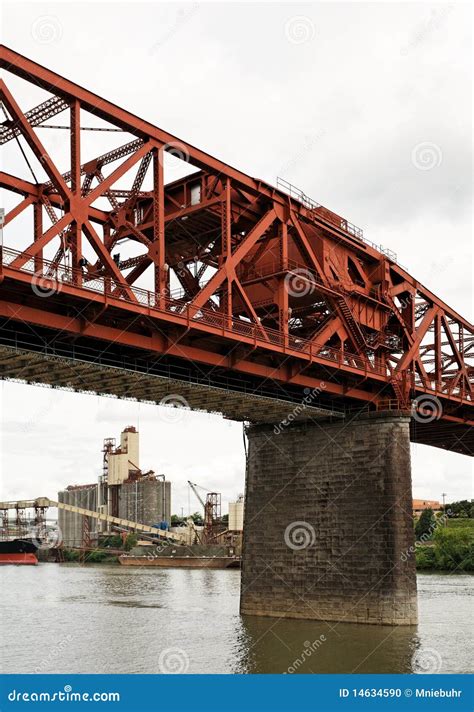 Red Painted Steel Truss Draw Bridge Structure Stock Photo Image Of