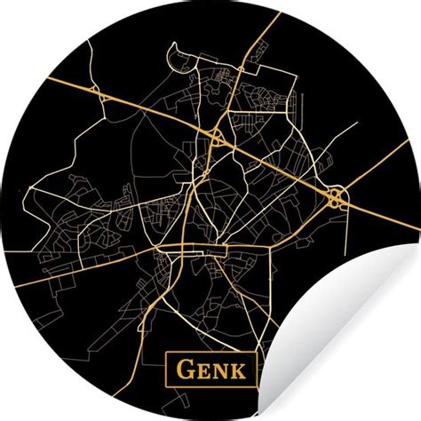 WallCircle Muurstickers Behangcirkel Kaart Genk Goud Zwart