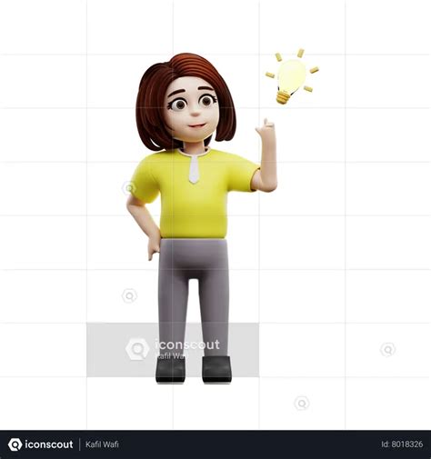 Girl Student Thinking About Ideas 3d Illustration Download In Png Obj
