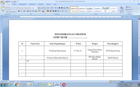 Contoh Format Pengembangan Profesi Guru