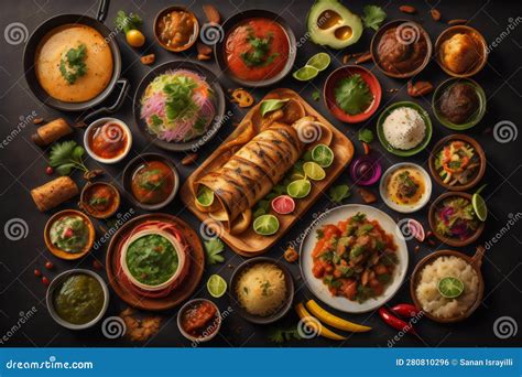Group Of Indian Food Including Dahi Vada Generative Ai Stock