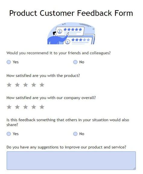 Product Customer Feedback Form Template Formbuilder