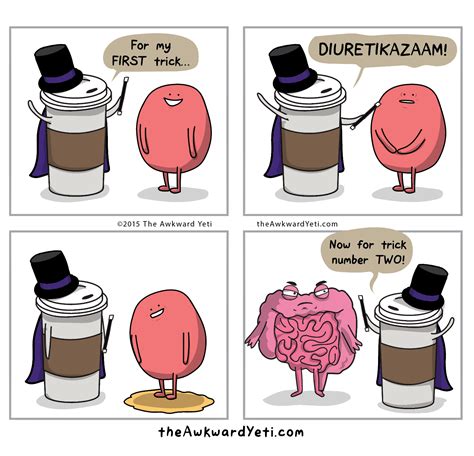 Coffee Is Magical Akward Yeti The Awkward Yeti Heart And Brain Comic