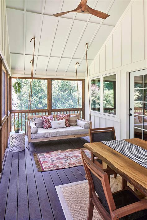 Cozy Modern Farmhouse Screen Porch Addition with Porch Swing | North