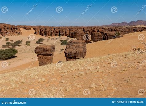 Labyrithe Of Rock Formation Called D`oyo In Ennedi Plateau On Sahara