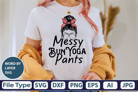 Messy Bun Yoga Pants SVG Cut File Grafica Di GraphicPicker Creative