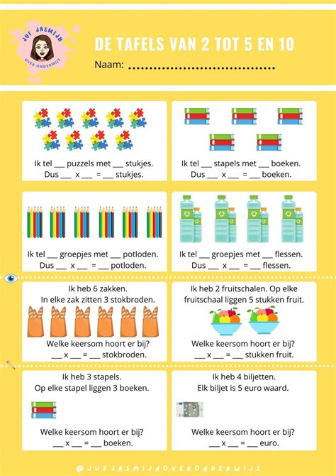 Tafel Van 2 Tm 5 En 10 Werkblad Juf Jasmijn Over Onderwijs