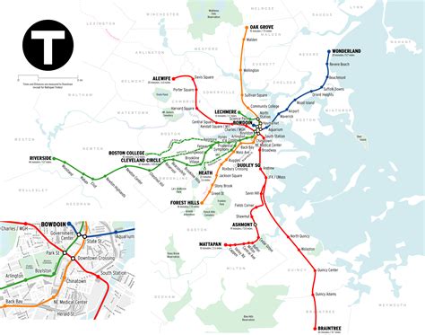 Boston Subway Map Poster Tube Map Map Art Metro Map Subway Boston - Bank2home.com