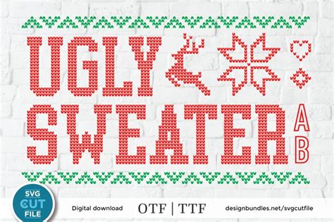 Ugly Christmas Sweater font, Tacky Christmas Jumper font OTF