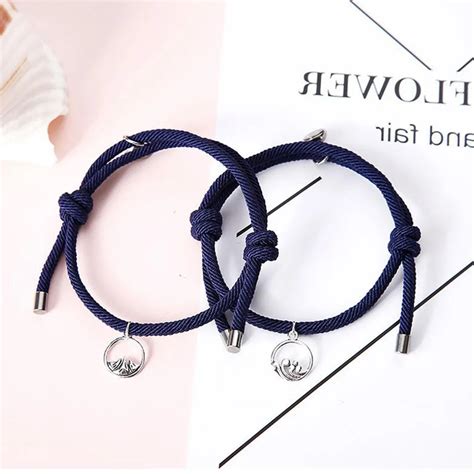 Pulsera de pareja para hombres y mujeres colgante de mar de montaña