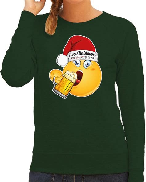 Bellatio Decorations Foute Kersttrui Sweater Voor Dames Bier Groen