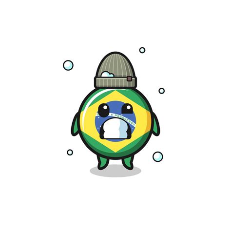cute cartoon brazil flag with shivering expression 5049437 Vector Art