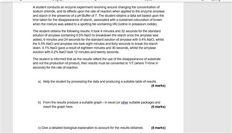 Solved A student conducts an enzyme experiment revolving | Chegg.com