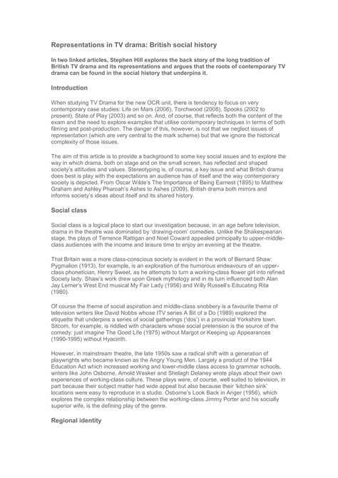 Representations in tv drama | DOCX