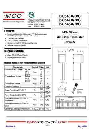 BC548 Datasheet, Equivalent, Cross Reference Search. Transistor Catalog